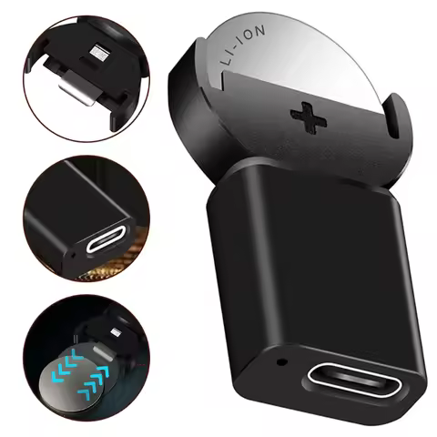 USB Type-C Plug Li-ion LIR2032 LIR2025 ML2032 ML2025 CR2032 Coin Button Cell Battery Adapter USB C C