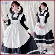 Japanese Anime Black White Court Maid Costume Long Sleeve plus Size Women's Cosplay Costume Maid Sui