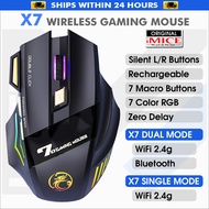 Mouse wireless mouse gaming rechargeable DUAL MODE WiFi + Bluetooth 6D/7D Silent Wired mouse gaming