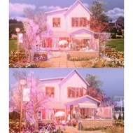 Simulate Life 4 CC House 丨 Summer Dopamine Contains mod Furniture Set Residential Villa Home Girl