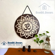 Tranh Gỗ Madala Treo Tường Trang Trí Phòng Thiền Phòng Tập Yoga... Decor hình Hoa Sen và chữ Om
