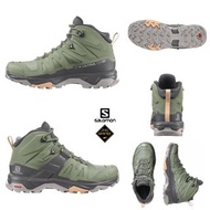 女裝size UK 4.5 to 8 SALOMON X Ultra 4 Mid Gore-Tex/GTX/GORETEX Women Hiking Boots COLOR: Oil Green_Magnet_Almond Cream