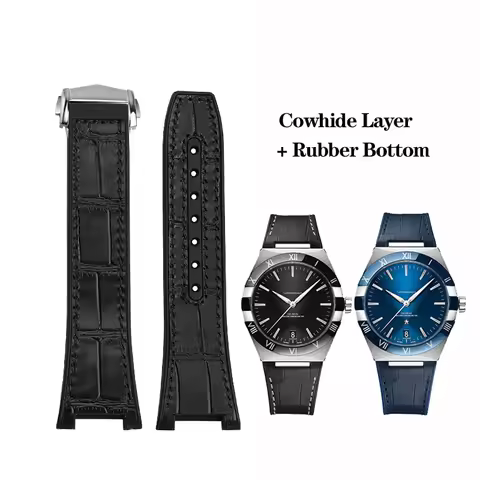For Omega Constellation 41mm Watch Strap Manhattan 39mm Series Cowhide Layer Rubber Bottom Male Obse