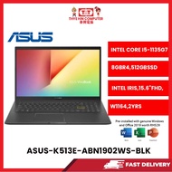 ASUS-K513E-ABN1902WS-BLK-INTELCOREI5-1135G7,8GBR4,512GBSSD,15.6"FHD,INTELIRIS,W1164,2YRS
