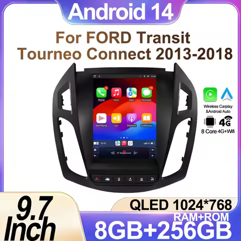 9.7 inch Car Radio Carplay Screen For Ford Tourneo Connect Transit Connect 2013-2018 Android 14 Auto