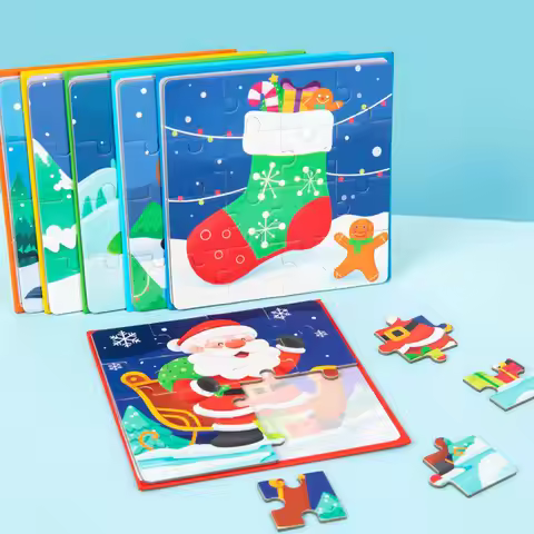 Christmas Puzzle for Kids Game Early Learning Education Toys Santa Snowman Puzzle for Kids Xmas Stoc