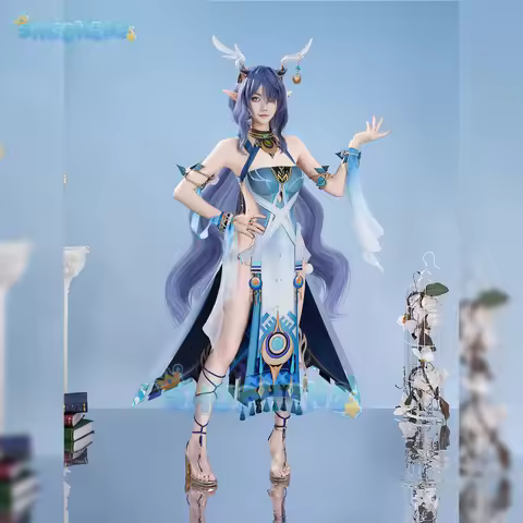 Genshin Impact Lauma Cosplay Costume Dress Uniform Headwear Earrings Frostmoon Scions Halloween Part