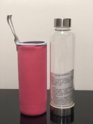 中華工程 股東會紀念品 550ml 玻璃 桃紅 時尚隨行瓶（含保護套）