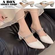 Check Shop * [KN6567] MIT Made in Taiwan Heel Height 6.5cm Two-Wear Rhinestone Strap Fairy Style Poi