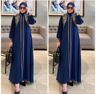 Gamis Kondangan Ceruty Babydol Mix Bordir Ukuran Jumbo LD 110 Livia Dress Warna Sage Green Gamis Mus