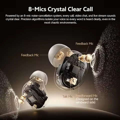 QCY MeloBuds A30 Wireless Earbuds 60dB Adaptive AI Scene ANC 8-Mic 3-Device Connect Bluetooth Earpho