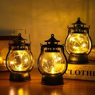 Vintage Portable Oil Lamp Christmas LED Night Lights Battery Powered Indoor Outdoor Hanging Lanterns Festive Party Decoration Night Lights