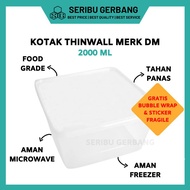 Promo ! !! Kotak Makan Plastik Thinwall Merk Dm 2000Ml / Box 2000 Ml