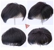 Wig Rambut Manusia Asli 7 Cm Untuk Pria Klip Rambut Antilembap Alami