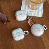 Gradient Blue Goldfish Koi Fish with Pendant Earphone Case For Samsung Galaxy Buds 2 Pro Live Cases 