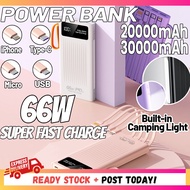 🇸🇬 [In Stock]Power Bank PD20W Fast Charge Power Bank 20000mAh/30000mAh with in 4Cables Portable Charger Large Capacity