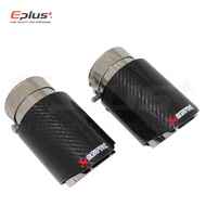 Akrapovic Car Glossy Carbon Fibre Muffler Exhaust System Muffler Pipe Tip Straight Universal Silver Stainless Mufflers D