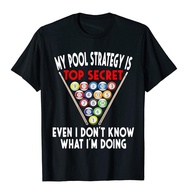 Secret Pool Strategy 8 Ball Funny Billiard Player T-Shirt T Shirt Popular Printing Cotton Men T Shir