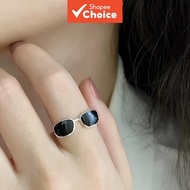 Cute Eyeglasses Statement Rings for Women Open Black Enamel Sunglasses Finger Rings