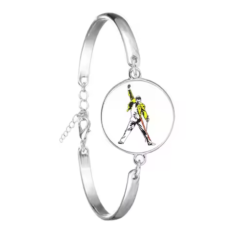 Freddie Mercury Glass Cabochon Bracelet Jewelry Accessories For Men Women Chain Bangle Gift