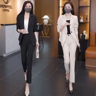 Women Business Office Formal Suit Three Piece Set Full Sleeves Blazer+Sleeveless Vest +Straight Pants Suit  Slim Leisure Set OL Work Outfits Plus Size Loose Suit