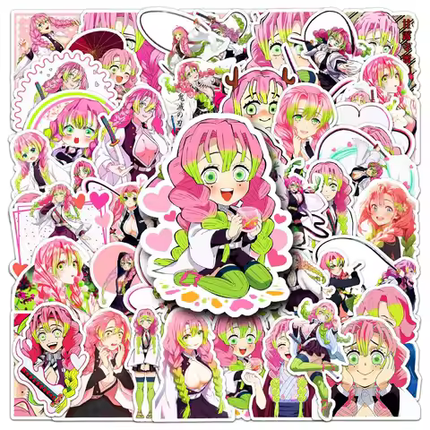 50PCS Demon Slayer Kanroji Mitsuri Anime Stickers Cute Girls Cartoon Sticker Laptop Guitar Phone Not