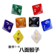 New8The dice design uses an octahedral polygonal shape with eight numbers1-8Colorful Transparent Dic