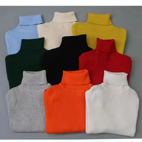 2026 Autumn Baby Boys Girls Turtleneck Sweaters Pullovers Kids Clothes Winter Boys Knitted Bottoming