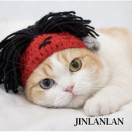 Rock Style Red Pet Hat Handmade Knitted Cat Dog Headgear Cute Pet Costume Hat