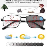 Rectangle Double Bridge Pilot Photochromic Progressive Multifocal Reading Sunglasses Reading Glasses