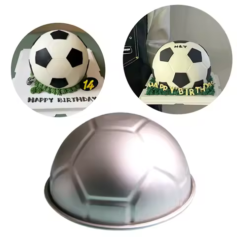 2-Pack 8-Inch Soccer Ball Cake Mold, Semi-Circle Baking Pan, 8 Inches Thickened High-Quality Footbal