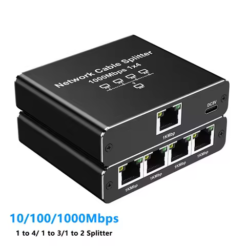 1000Mbps 1 in 4 Out Ethernet Adapter 1 to 2/3/4 RJ45 LAN Internet Splitter Cat 6 RJ45 Gigabit Switch