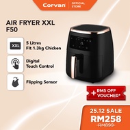 Corvan F50 XXL Smart Air Fryer:5L Family-Size |  8 Modes | Digital Touch Screen | 360° Air Circulati