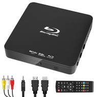 Blu Ray DVD Player, Ultra Mini 1080P Blue Ray Disc Player Home Theater Play All DVDs and Region A 1 Blu-Rays, Support Max 128G USB Flash Drive + HDMI / AV Output + Built-in PAL/NTSC with Cables