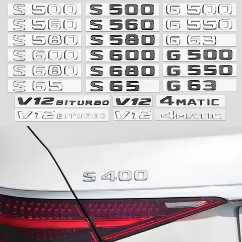 Flat Font Letters S480 S680 S63 G550 G65 4MATIC V8 Emblem for Mercedes Benz AMG G S Class Car Trunk 