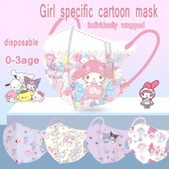 Meileti Children's 3D Mask 0-3 Year Old Girl Mask Cute Kuromi Star Dailu Cartoon Pattern Independent