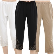7-point pants 7-inch pants Mother's Clothing Cropped pants Middle-aged Women's Clothing Elastic Wais