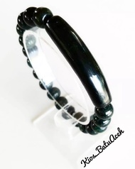 Gelang Batu Giok Hitam Black Jade Original Asli Aceh Tabung Plat Slim