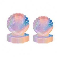 10pcs/20pcs/40pcs/50pcs/Set Colorful Summer Seashell Paper Plates, Scallop Shaped, Disposable Fan-Sh