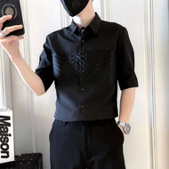 衬衣shirt男士短袖衬衫夏季潮牌痞帅冰丝拼接衬衣男款2024新款时尚夏装上衣新款26.4.14