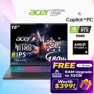[Free Upgrade 32GB RAM] [New RTX5060 & Ryzen AI 9 365 Copilot+PC]Acer Nitro 16 Slim|AN16S-61-R48P 16