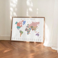 World Map - Children's Education Poster - World Map - Kids Wall Art