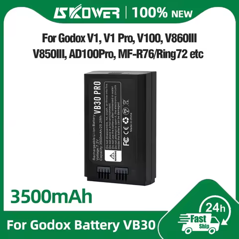 3500mAh VB30 Lithium Battery Pack for Godox V1 V850 III V860 III V100 V1Pro AD100Pro Series Camera F