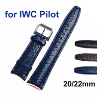 20mm 22mm Genuine Leather Strap for IWC Pilot Band Curved End Belt Bracelet Braided Cowhide Watch Band for Men Wristband