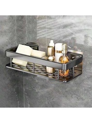1入無需鑽孔的鋁製浴室置物架,適用於馬桶、洗臉盆、浴缸角落,可掛牆安裝