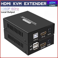 60M HDMI KVM Extender over Cat5e Cat6 1080P HDMI USB KVM Extender Transmit with Loop out Support USB Keyboard Mouse Extension