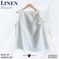 SLOTH SELECT เสื้อลินินแท้💯 แต่งระบายรอบแขนซ้าย สวย เก๋ ดูแพง ออกงานได้เลยค่ะ