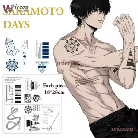 Anime SAKAMOTO DAYS Cosplay Nagumo Yoichi Cosplay Tattoo Sticker Arms Neck Chest Cosplay Adult Men H