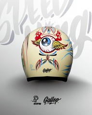 日本 虹彩屋 × Gallop- SPEED KING 復古安全帽 奶白