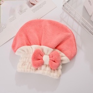 Bow Women Portable Bow Shower Caps Quick-Drying Hair Cap Dry Hair Towel Super Absorbent Coral Velvet Bath Accessories